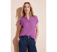 Kurzarmbluse STREET ONE, Damen, Gr. 42, lila (orchid lila), Stoff, 100% Viskose, unifarben, gerade hüftlang, Rundhals, Bündchen, Blusen, aus softer Viskose (68549555-42) orchid lila