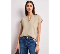 Street One Frauen Blusenshirt in Unifarbe mit Split Neck in Beige, Gr: 40