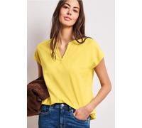 Street One Frauen Blusenshirt in Unifarbe mit Split Neck in Gelb, Gr: 46
