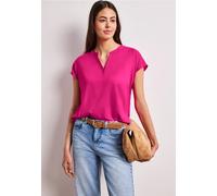 Street One Frauen Blusenshirt in Unifarbe mit Split Neck in Pink, Gr: 34