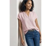 Street One Frauen Blusenshirt in Unifarbe mit Split Neck in Rosa, Gr: 42