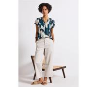 Blusentop STREET ONE, Damen, Gr. 34, blau (tide blau), Web, Obermaterial: 100% Viskose, bedruckt, casual, bequem hüftbedeckend, Rundhals, Kurzarm, Blusen, mit grafischem Muster (56383108-34) tide blau