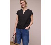 Street One Frauen Blusenshirt mit Shiffleymuster in Schwarz, Gr: 34