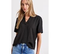 Kurzarmbluse STREET ONE, Damen, Gr. 36, blau (deepwater blau), Stoff, 100% Viskose, bedruckt, normal normal, Rundhals, Umschlagbund, Blusen, aus softer Viskose (98751804-36) deepwater blau