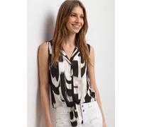 Blusentop STREET ONE, Damen, Gr. 44, espresso braun, Stoff, 100% Viskose, normal normal, V-Ausschnitt, abgesteppt, Blusen Blusentop, mit Knotendetail am Saum (71814138-44) espresso braun