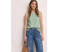 Blusentop STREET ONE, Damen, Gr. 36, soft jade grün, Web, 60% Leinen, 40% Baumwolle, unifarben, normal normal, Rundhals, abgesteppt, Blusen Blusentop, in Unifarbe (11821744-36) soft jade grün