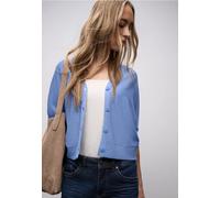 Strickjacke STREET ONE, Damen, Gr. 40, bonnet blau meliert, Stoff, 78% Viskose, 22% Polyamid, unifarben, normal normal, V-Ausschnitt, Rippbündchen, Strickjacken Strickjacke, mit V-Ausschnitt (51784807