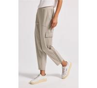 Cargohose STREET ONE, Damen, Gr. 44, Länge 28, morning beige, Web, 44% Polyester, 24% Baumwolle, 24% Lyocell, 8% Elasthan, unifarben, loose fit knöchelfrei, Hosen, softer Materialmix (43852549-44) mor