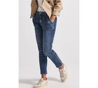 Gerade Jeans STREET ONE, Damen, Gr. 34, Länge 28, blau (dunkelblau authentic washed), Jeans, 76% Baumwolle, 18% Lyocell, 4% Elastomultiester, 2% Elasthan, unifarben, Casual, normal, Jeans, Middle Wais
