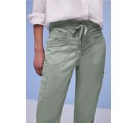 Cargohose STREET ONE, Damen, Gr. 46, Länge 28, schwarz mint grün, Stoff, 60% Lyocell, 37% Baumwolle, 3% Elasthan, unifarben, loose fit knöchelfrei, Hosen Cargohose, im Cargo-Style (39472143-46) schwar