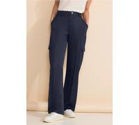 Street One Frauen Casual Fit Satin Hose in Blau, Gr: 34