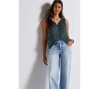 Blusentop STREET ONE, Damen, Gr. 38, deepwater blau, Stoff, Obermaterial: 100% Polyester; Futter: 100% Modal, gemustert, normal normal, Rundhals, abgesteppt, Blusen, mit grafischem Muster (43193721-38