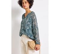 Street One Frauen Chiffon Snake Print Bluse in Blau, Gr: 40