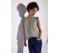 Street One Frauen Chiffon-Top mit Rüschen in Blau, Gr: 42