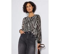 Street One Damen 3412375 Chiffonbluse mit Zebra Print, deep Roast Brown, 46