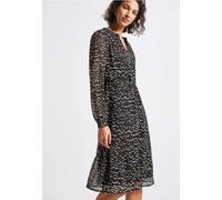 Street One Frauen Chiffonkleid mit Smokdetails in Braun, Gr: 42