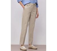 Chinohose STREET ONE, Damen, Gr. 32, Länge 28, beige (buff grau), Web, 97% Baumwolle, 3% Elasthan, unifarben, comfort fit normal, Hosen Chinohose, soft (61027819-32) buff grau
