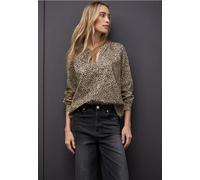 Street One Frauen Cordbluse im Leo-Look in Beige, Gr: 34
