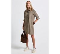 Blusenkleid STREET ONE, Damen, Gr. 44, EURO-Größen, bark braun, Cord, 100% Baumwolle, unifarben, normal kniefrei, V-Ausschnitt, Manschette, Kleider, aus 100% Baumwolle (94098220-44) bark braun