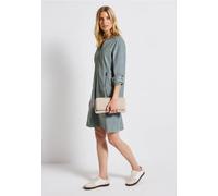 Street One Frauen Cordkleid mit Split Neck in Blau, Gr: 34