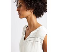 Street One - Crinkle Blusentop mit Tape weiß - Gr. - 34