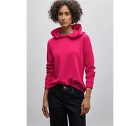Hoodie STREET ONE, Damen, Gr. 36, pink (power berry), Sweatware, 66% Polyester, 29% Viskose, 5% Elasthan, unifarben, casual, normal, ohne Ausschnitt, Langarm Bündchen, Sweatshirts, mit elastischem Mat