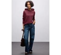 Hoodie STREET ONE, Damen, Gr. 34, rot (schwarz cherry rot), Sweatware, 66% Polyester, 29% Viskose, 5% Elasthan, unifarben, normal, ohne Ausschnitt, Bündchen, Sweatshirts, mit elastischem Materialmix (