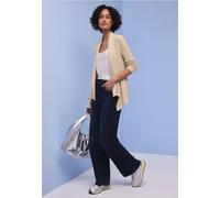 Strickjacke STREET ONE, Damen, Gr. 44, smoke beige, Web, 82% Baumwolle, 18% Nylon, Strukturmuster, comfort fit normal, ohne Ausschnitt, normaler Saum, Strickjacken Strickjacke, Feinstrick (65128220-44