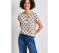 Street One Frauen Dropped Shoulder Bluse mit Split Neck in Beige, Gr: 34