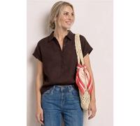 Street One Frauen Dropped Shoulder Blusenshirt aus Leinenmix in Braun, Gr: 40
