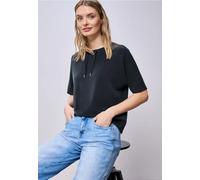 Sweatshirt STREET ONE, Damen, Gr. 42, shadowed navy, Sweatware, Obermaterial: 46% Modal, 46% Polyester, 8% Elasthan, unifarben, lässig geschnitten hüftbedeckend, Rundhals, abgerundeter Saum, Sweatshir