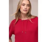 T-Shirt STREET ONE, Damen, Gr. 34, salsa rot, Stoff, 46% Modal, 46% Polyester, 8% Elasthan, unifarben, normal normal, U-Boot-Ausschnitt, abgesteppt, Shirts T-Shirt, im Silk Look (32700744-34) salsa ro