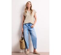 Street One Frauen Dropped Shoulder Shirt mit Split Neck in Beige, Gr: 40