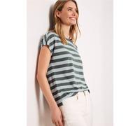 Street One Frauen Dropped Shoulder Shirt mit Streifen und Glitzer in Grün, Gr: 38