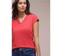 Street One Frauen Dropped Shoulder Shirt mit V-Neck in Rot, Gr: 44