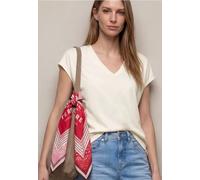 Street One Frauen Dropped Shoulder Shirt mit V-Neck in Weiß, Gr: 44