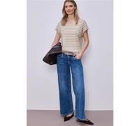 Street One Frauen Dropped Shoulder T-Shirt mit Streifen in Beige, Gr: 42