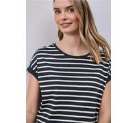 Street One Frauen Dropped Shoulder T-Shirt mit Streifen in Blau, Gr: 40