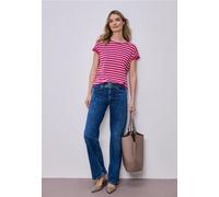 Street One Frauen Dropped Shoulder T-Shirt mit Streifen in Pink, Gr: 44