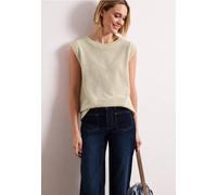 Trägertop STREET ONE, Damen, Gr. 42, smoke beige, Stoff, 49% Polyester, 41% Baumwolle, 10% Viskose, unifarben, normal normal, Rundhals, Bündchen, Tops Trägertop, Rundhalsausschnitt (61173604-42) smoke