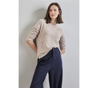 Street One Frauen Flauschiges Shirt mit Print in Beige, Gr: 42