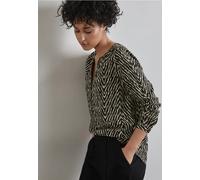 Langarmbluse STREET ONE, Damen, Gr. 36, schwarz, Stoff, 100% Viskose, bedruckt, gerade normal, Rundhals, Bündchen, Blusen, mit geschlitztem Rundhalsausschnitt (83449821-36) schwarz