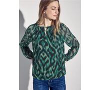 Street One Frauen Gemusterte Chiffon-Bluse in Multicolour|Grün, Gr: 36