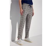 Jogger Pants STREET ONE, Damen, Gr. 38, Länge 28, blau (tiefblau), Stoff, 100% Viskose, bedruckt, loose fit lang, Hosen, im Joggstyle (11652756-38) tiefblau