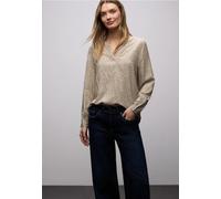 Langarmbluse STREET ONE, Damen, Gr. 46, light terra mocha, Stoff, 100% Viskose, gemustert, klassisch normal, V-Ausschnitt, Bündchen, Blusen, im Tunika-Style (93628737-46) light terra mocha