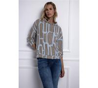 Street One Frauen Gemusterter Hoodie Shirt in Blau, Gr: 36