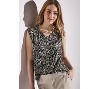 Street One Frauen Gemustertes Jersey-Top in Beige|Multicolour|Blau, Gr: 34