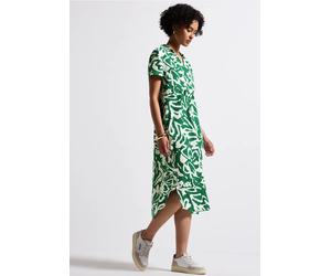 Street One Frauen Gemustertes Leinenkleid in Grün, Gr: 34
