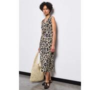 Midikleid STREET ONE, Damen, Gr. 46, EURO-Größen, beige (coastal beige), Stoff, 100% Viskose, bedruckt, normal wadenlang, V-Ausschnitt, abgesteppt, Kleider, mit Print (86590217-46) coastal beige