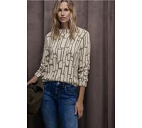 Langarmshirt STREET ONE, Damen, Gr. 42, soft beige, Stoff, 54% Polyamid, 30% Polyester, 16% Viskose, gemustert, comfort fit normal, Rundhals, Bündchen, Shirts Langarmshirt, mit grafischem Muster (7274